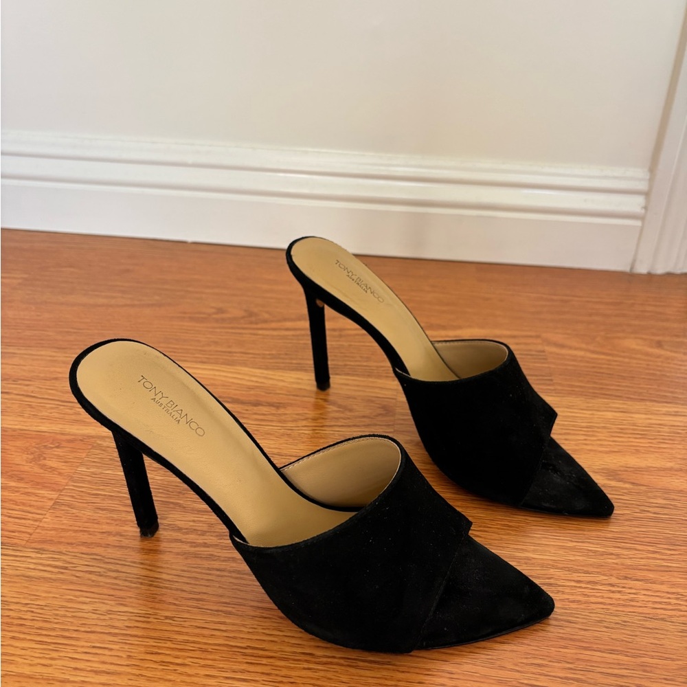 Tony Bianco Black Suede Mules